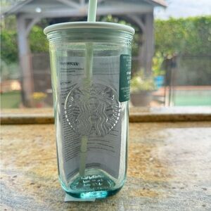 Starbucks Clear Glass Tumbler with Straw